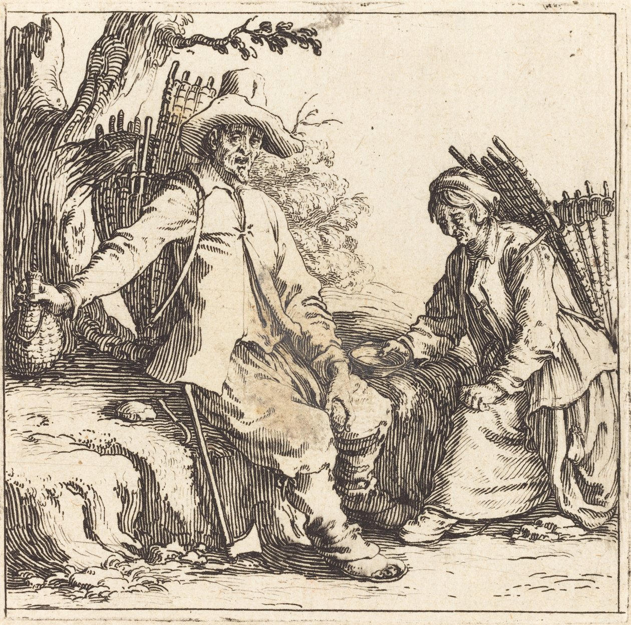Boerenpaar in rust door Jacques Callot