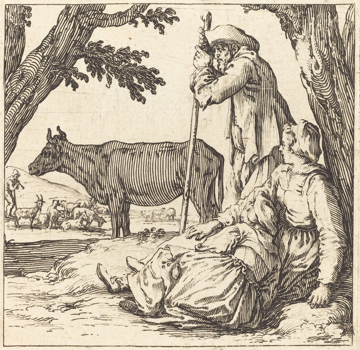 Boerenkoppel met Koe door Jacques Callot