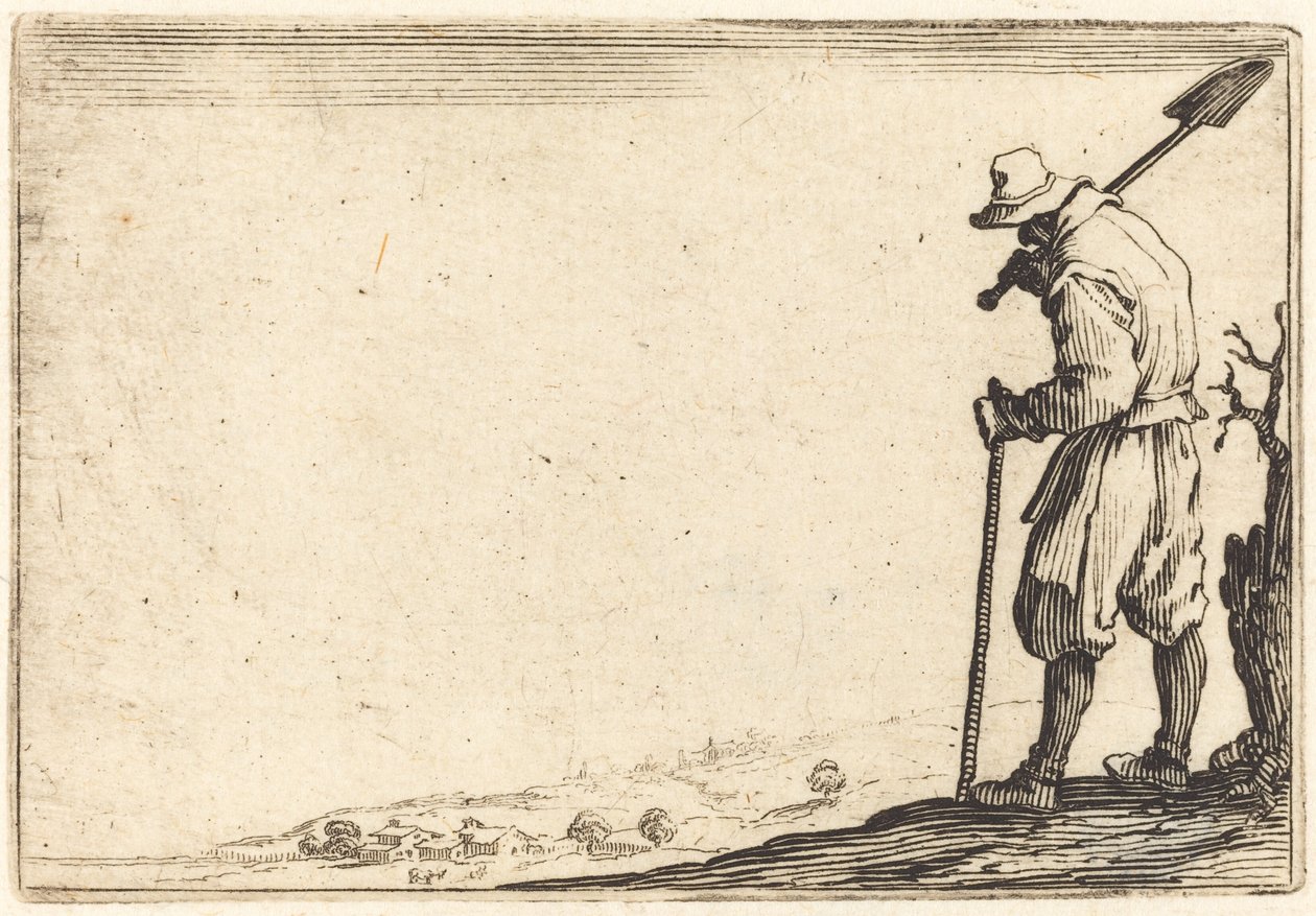 Boer met Schop op Zijn Schouder door Jacques Callot