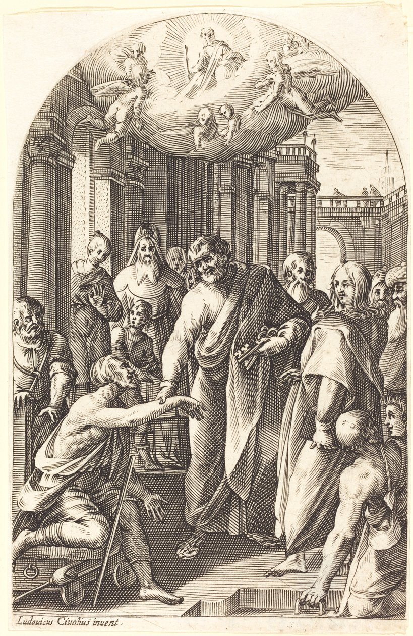 Petrus en Johannes genezen de lamme door Jacques Callot