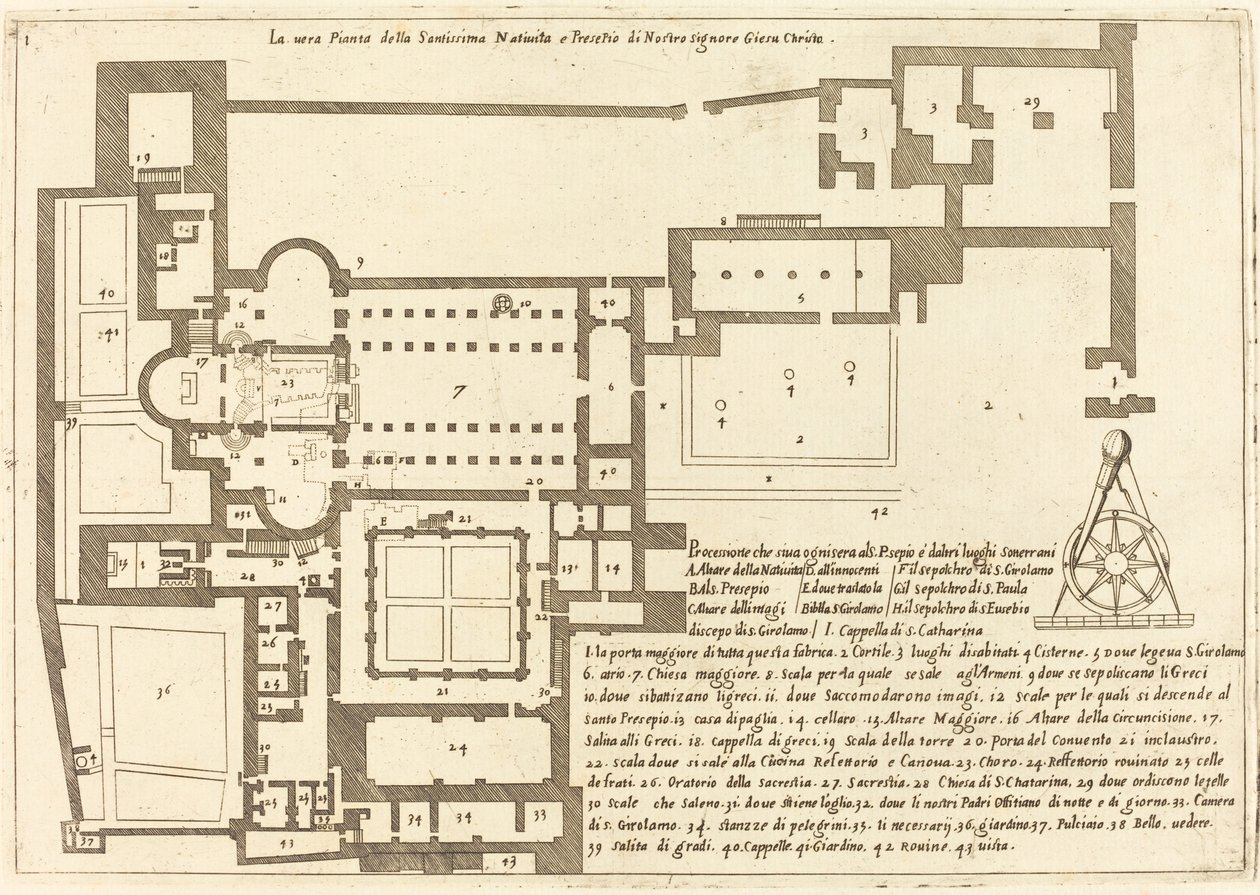Plattegrond van de Kerk van de Heilige Geboorte door Jacques Callot