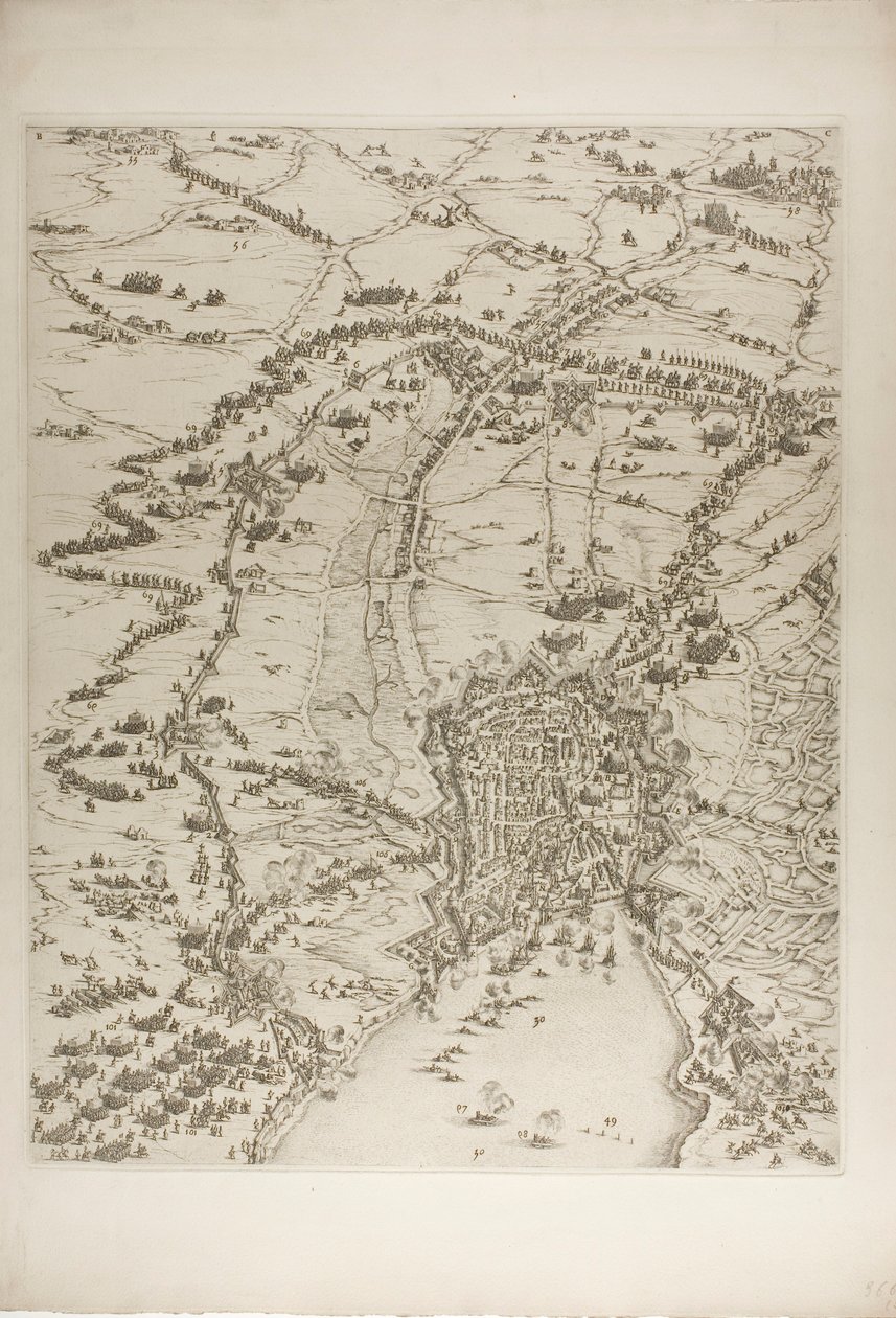 Plaat twee uit La Siège de la Rochelle door Jacques Callot