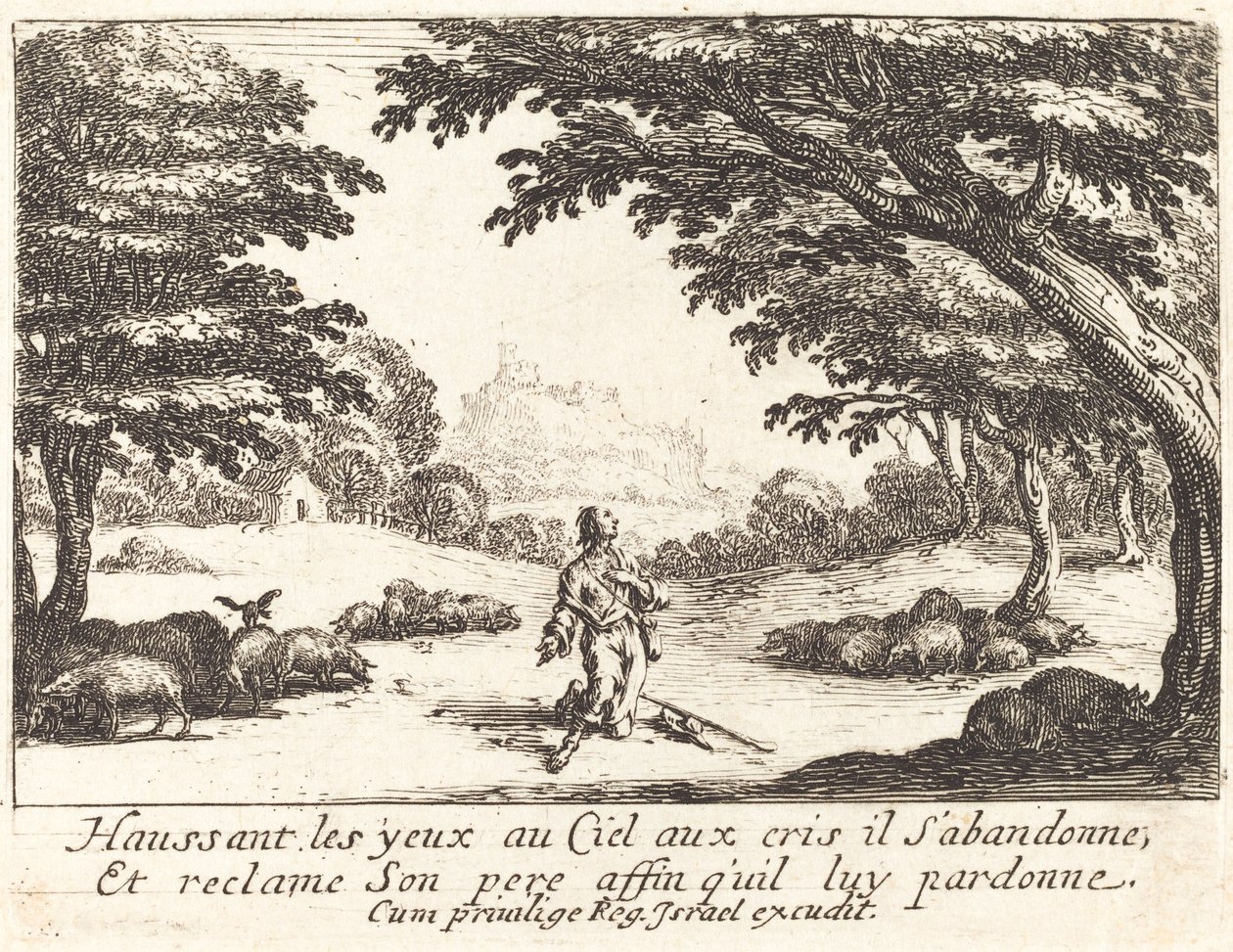 Bidden om goddelijke hulp door Jacques Callot