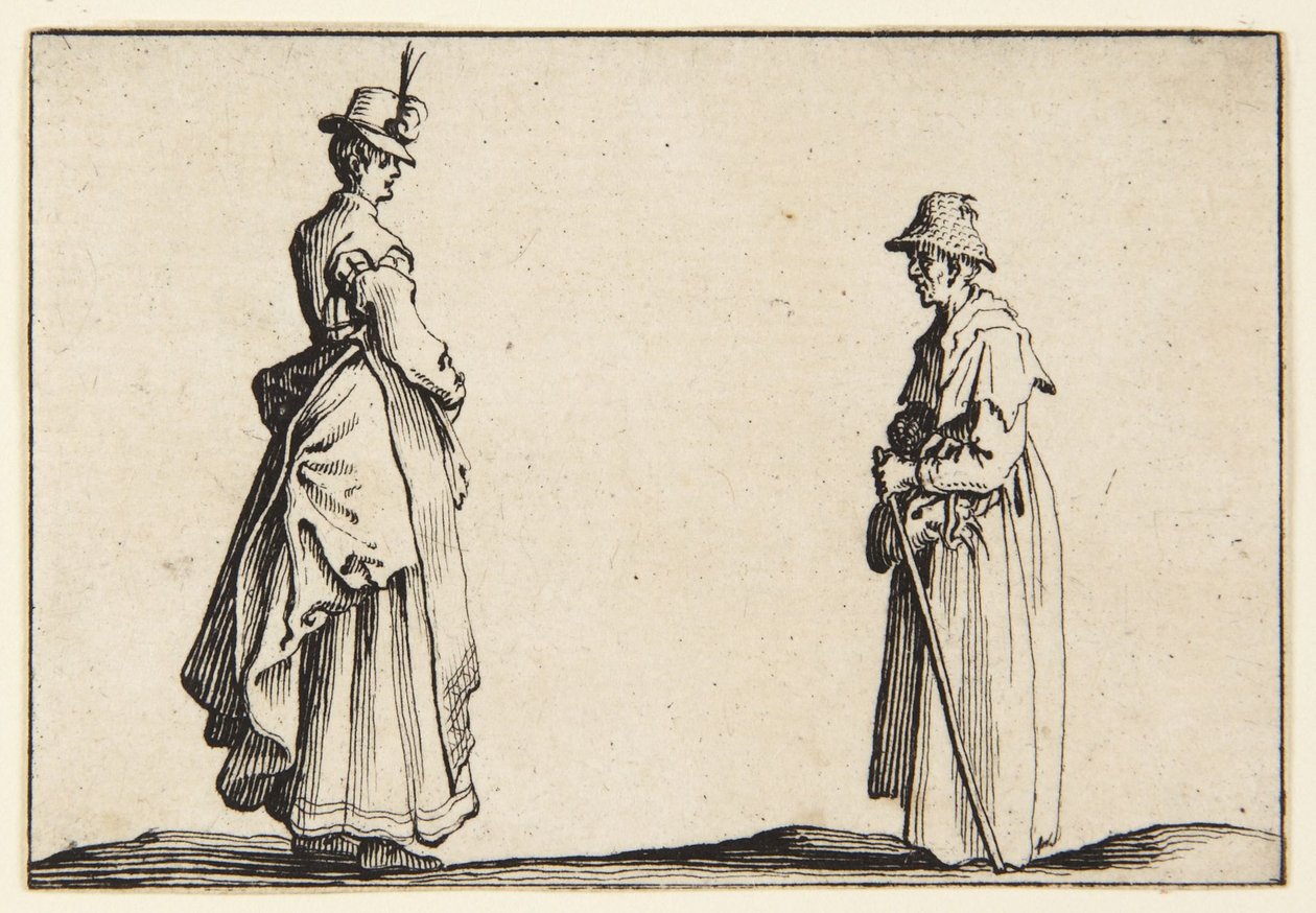 Profielen van twee vrouwen door Jacques Callot