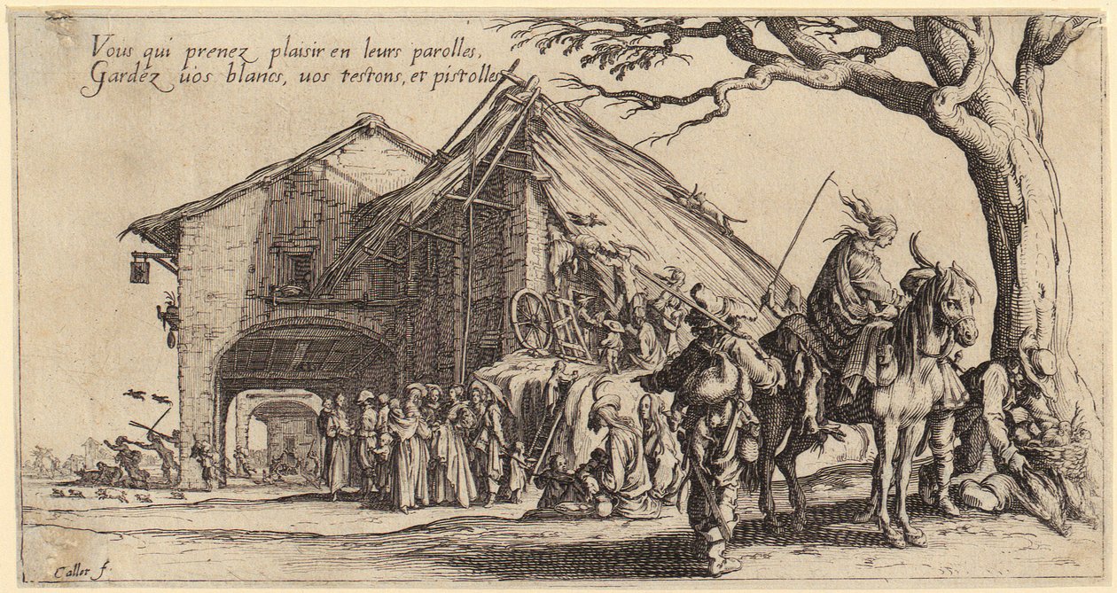Rast, blad 3 van de aflevering „De Bohemiërs“ door Jacques Callot