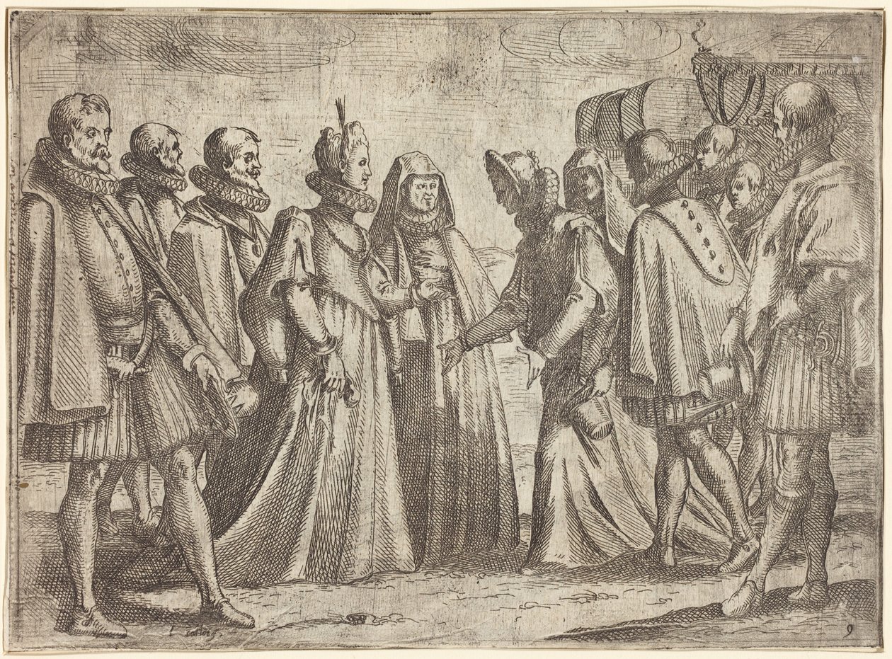Ontvangst in Mantua [recto] door Jacques Callot