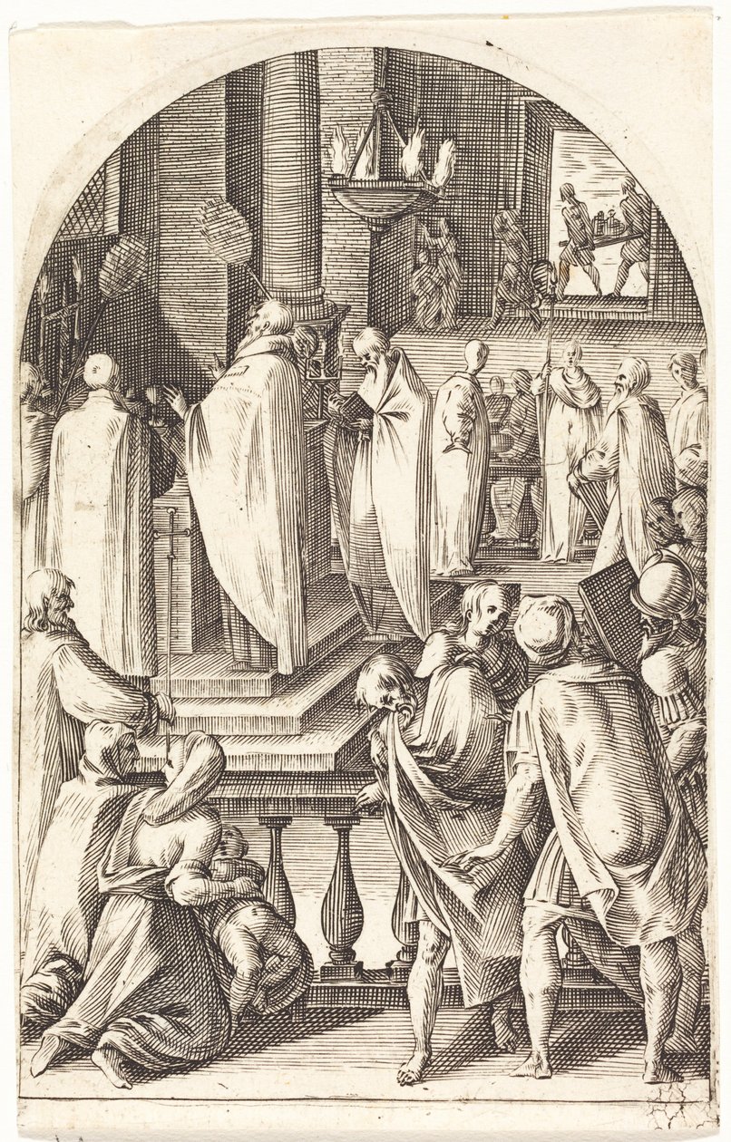 De heilige Basilius tijdens de viering van de mis door Jacques Callot