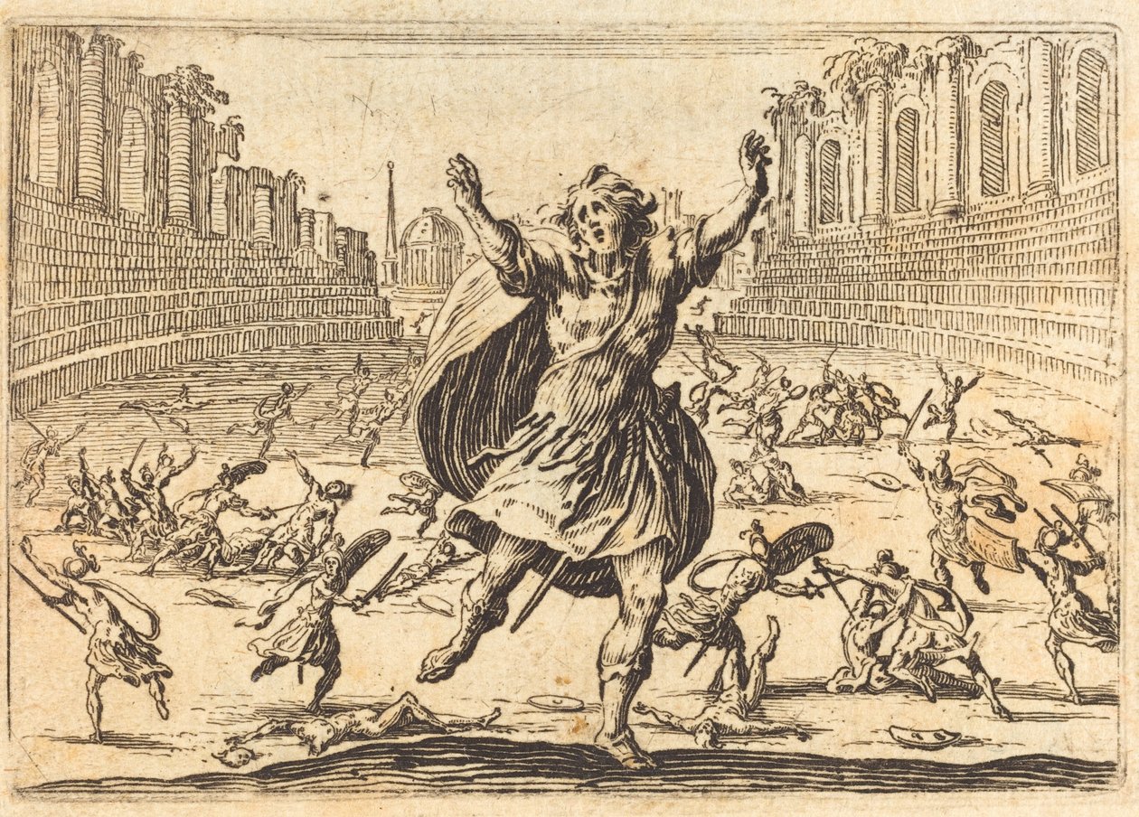 Schermutseling in een Romeins circus door Jacques Callot