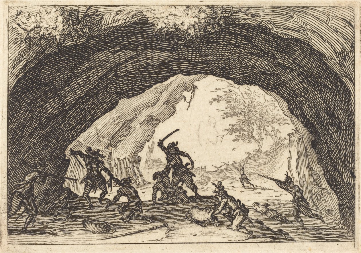 Soldaten Aanvallende Rovers door Jacques Callot