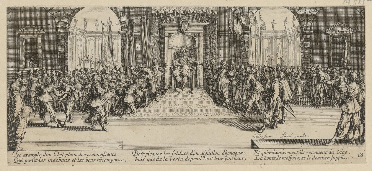 Soldvergabe, blad 18 van de reeks „De gruwelen van de oorlog” door Jacques Callot