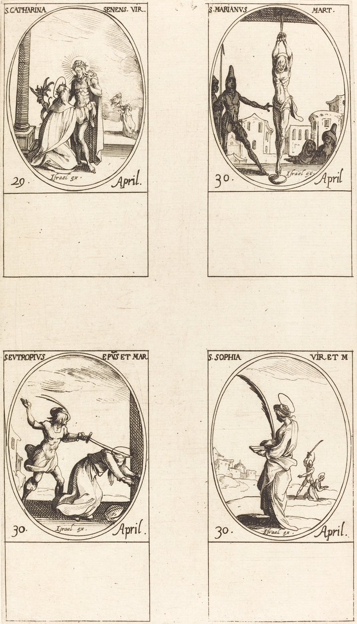 St. Catharina van Siena; St. Marian; St. Eutropius; St. Sophia door Jacques Callot