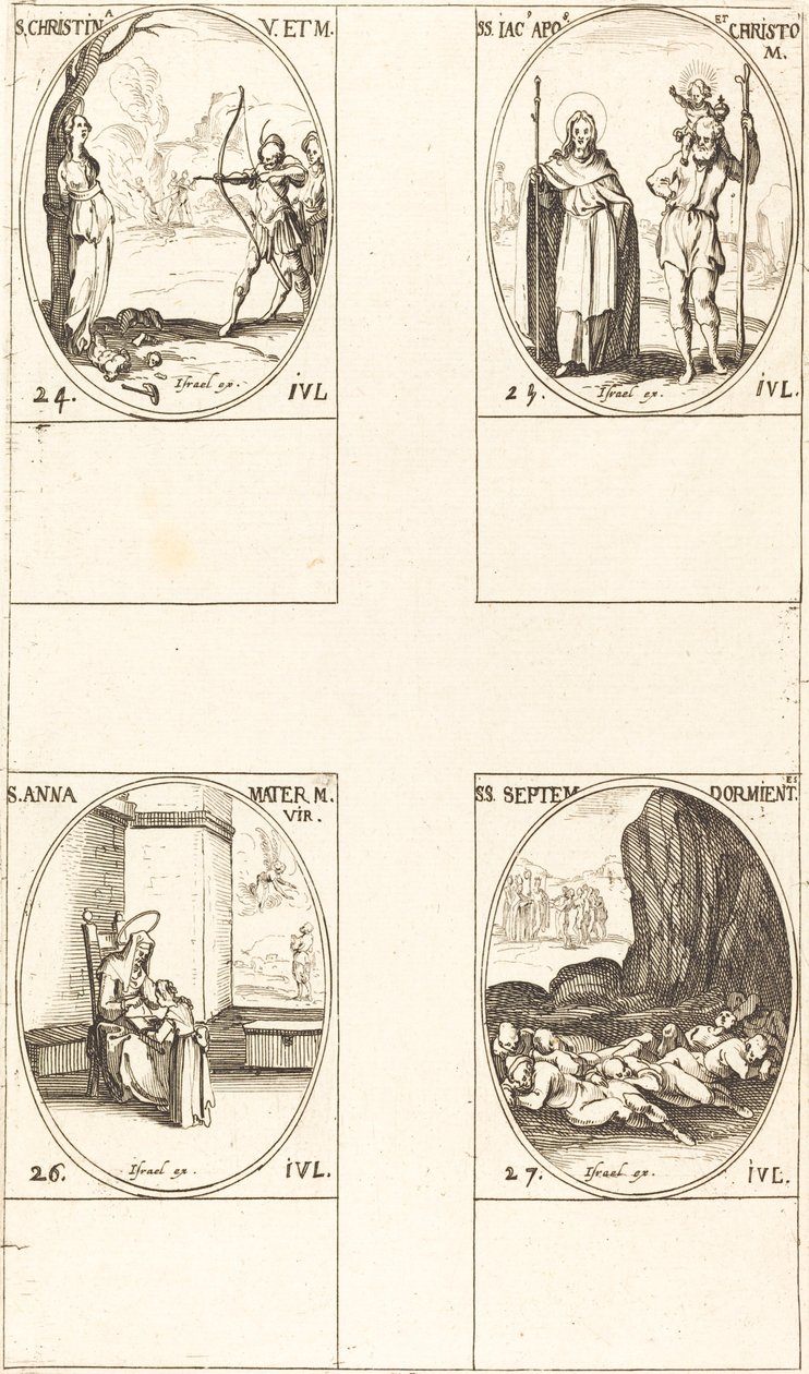 St. Christina; St. Jacobus, apostel, en St. Christoffel; St. Anna; Zeven slapers van E door Jacques Callot