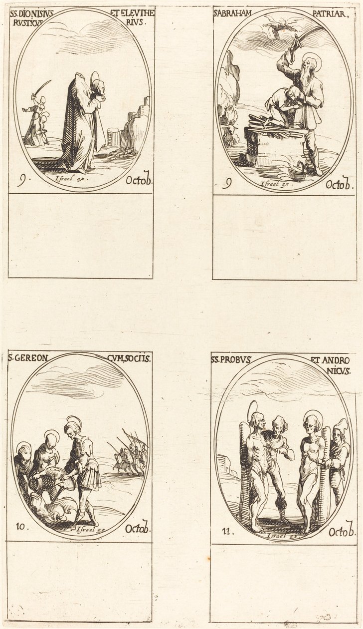 St. Dionysius, Rusticus & Eleutherius, St. Abraham, St. Gereon & metgezellen, Sts. Pro door Jacques Callot