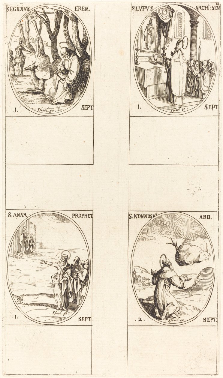 St. Giles; St. Lupus; St. Anne; St. Nonnosus door Jacques Callot