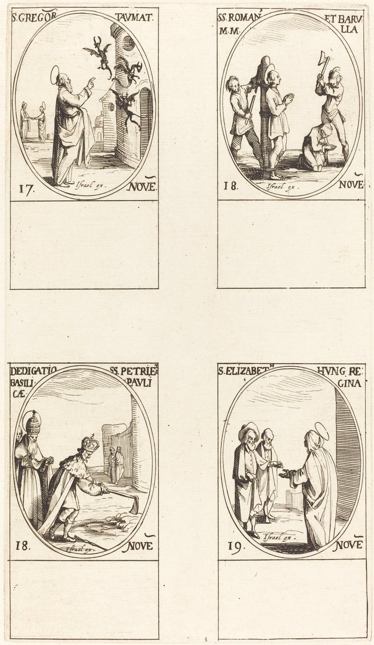 St. Gregorius; Sts. Romanus & Barulla; Inwijding van de Basilieken van SS. Petrus & Paulus door Jacques Callot