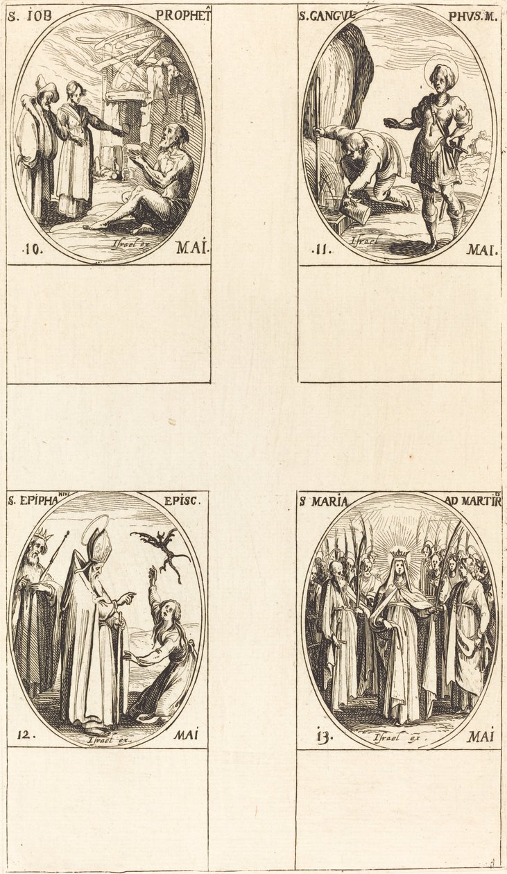 St. Job, Profeet, St. Gangulphus, St. Epiphanius, St. Maria van Martelaren door Jacques Callot