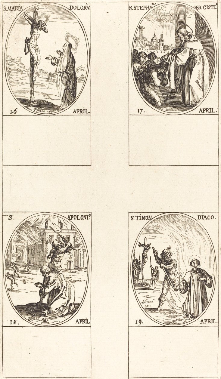 St. Maria Doloru; St. Stephen, Abt; St. Apoloni; St. Timon door Jacques Callot