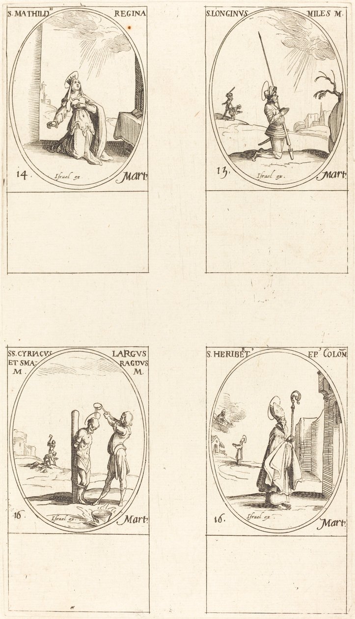 St. Matilda; St. Longinus; St. Cyriacus; St. Heribert door Jacques Callot