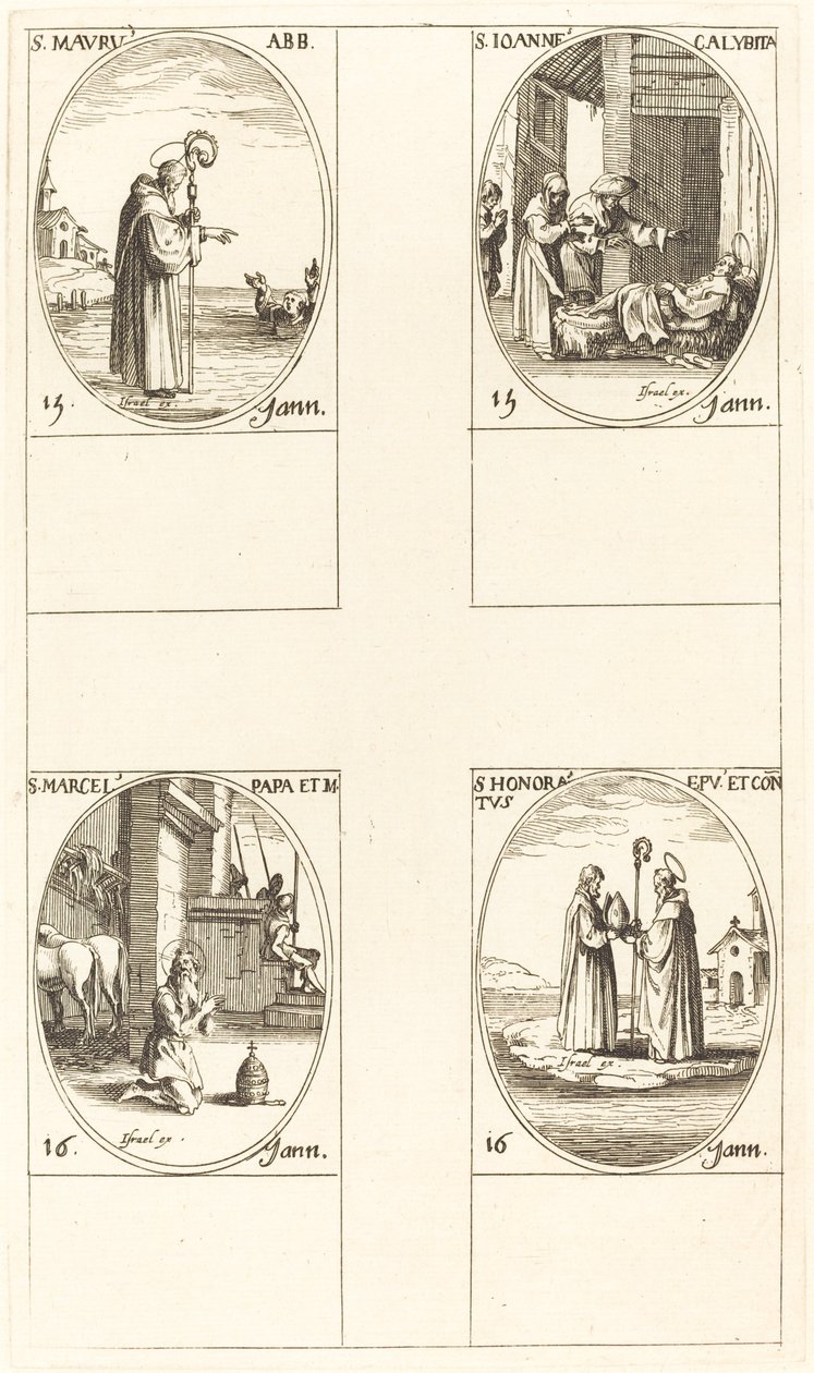 St. Maurus; St. John Calybite; St. Marcellus; St. Honoratus door Jacques Callot