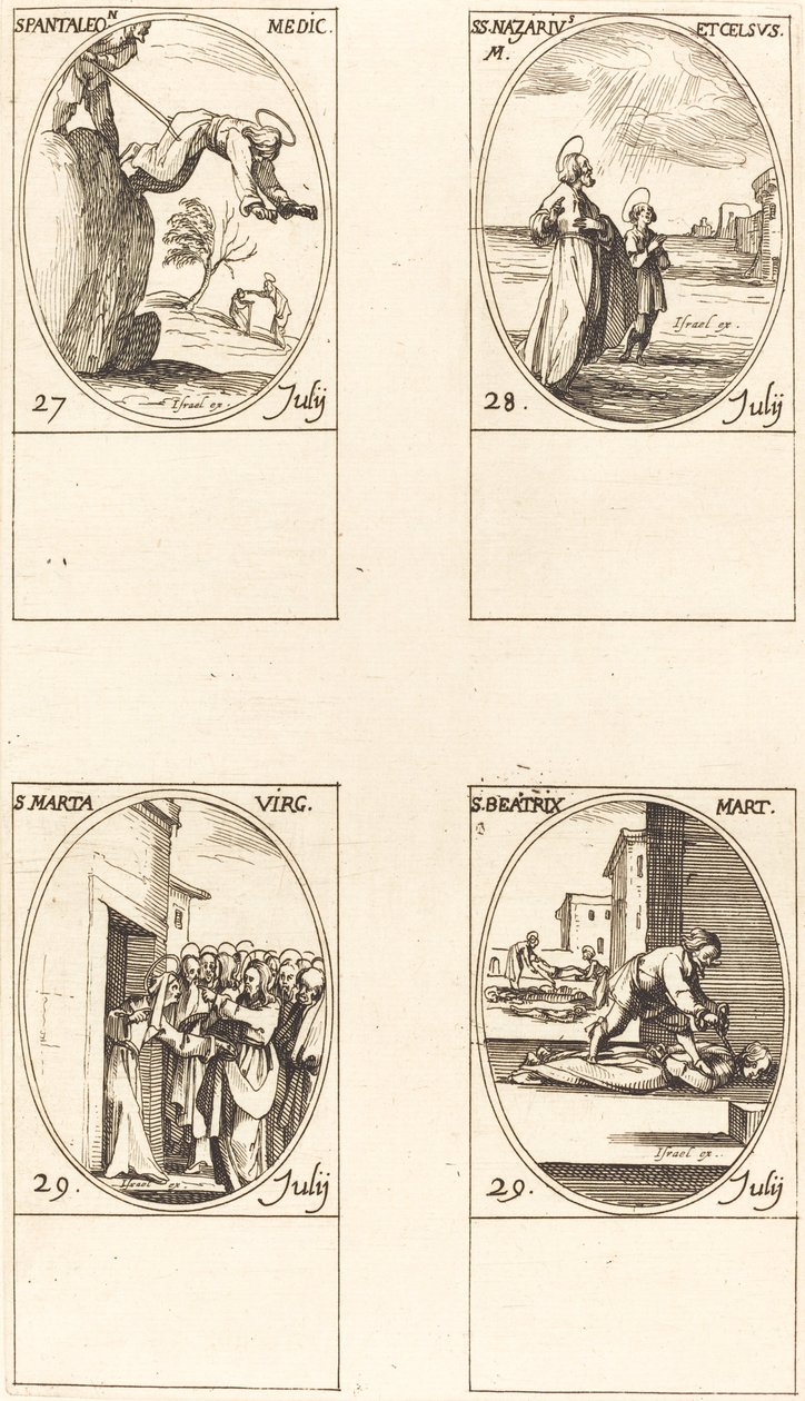 St. Pantaleon, St. Nazarius en Celsus, St. Martha, St. Beatrice door Jacques Callot