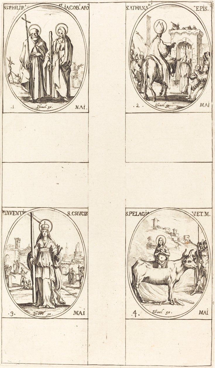 St. Philip en Jacobus de Mindere, Apostelen; St. Anthanasius; De Vinding van het Kruis door Jacques Callot