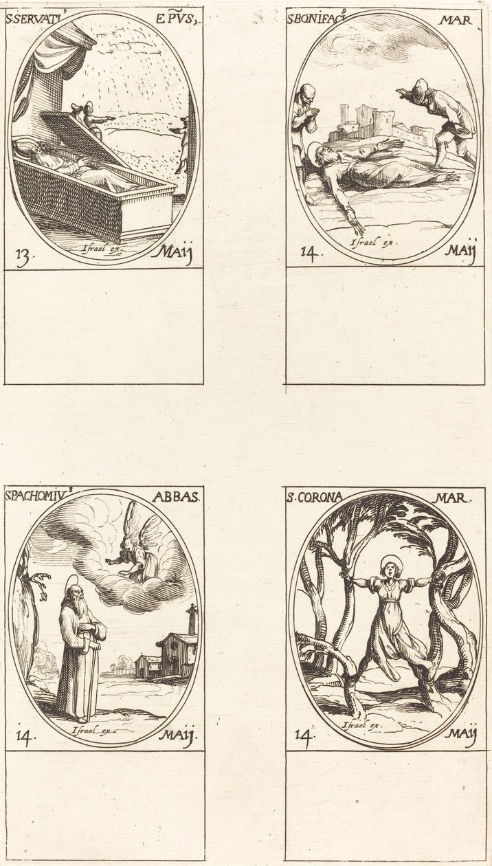 St. Servatius; St. Bonifatius; St. Pachomius; St. Corona door Jacques Callot