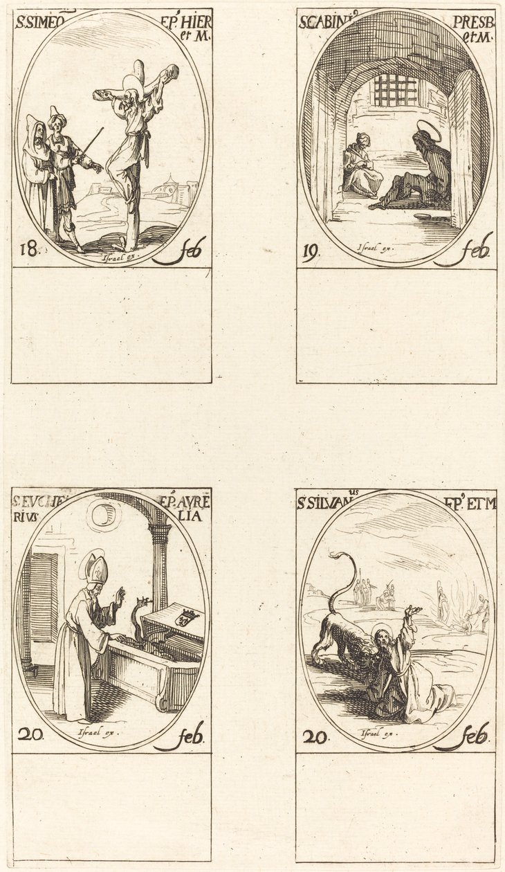 St. Simeon; St. Gabinius; St. Eucharius; St. Silvanus door Jacques Callot