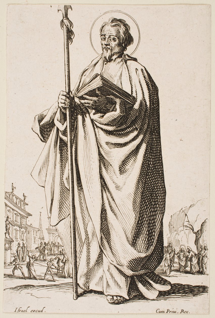 Sint-Thomas, uit de serie „De grote apostelen“ door Jacques Callot
