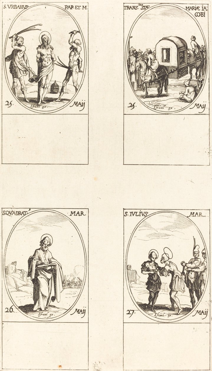 St. Urban; De Vertaling van St. Maria van Jacobus; St. Quadrat; St. Julius door Jacques Callot