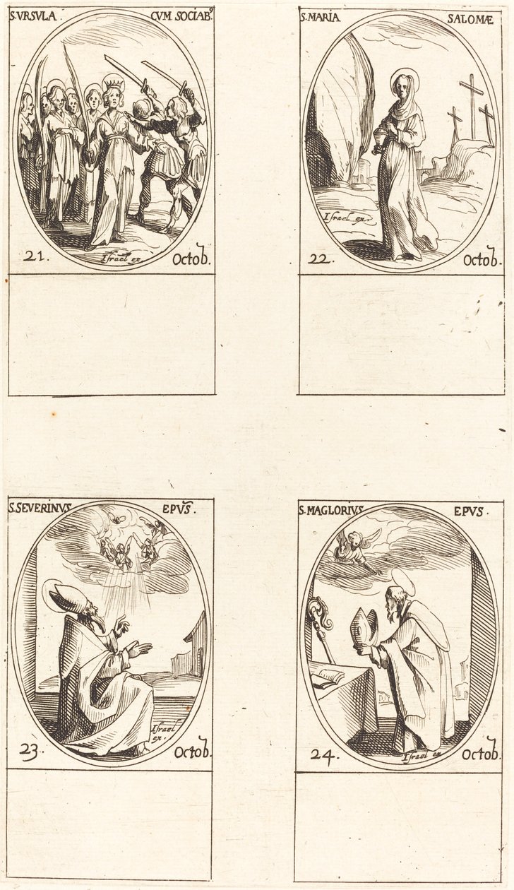 St. Ursula en metgezellen; St. Maria Salome; St. Severinus; St. Maglorius door Jacques Callot