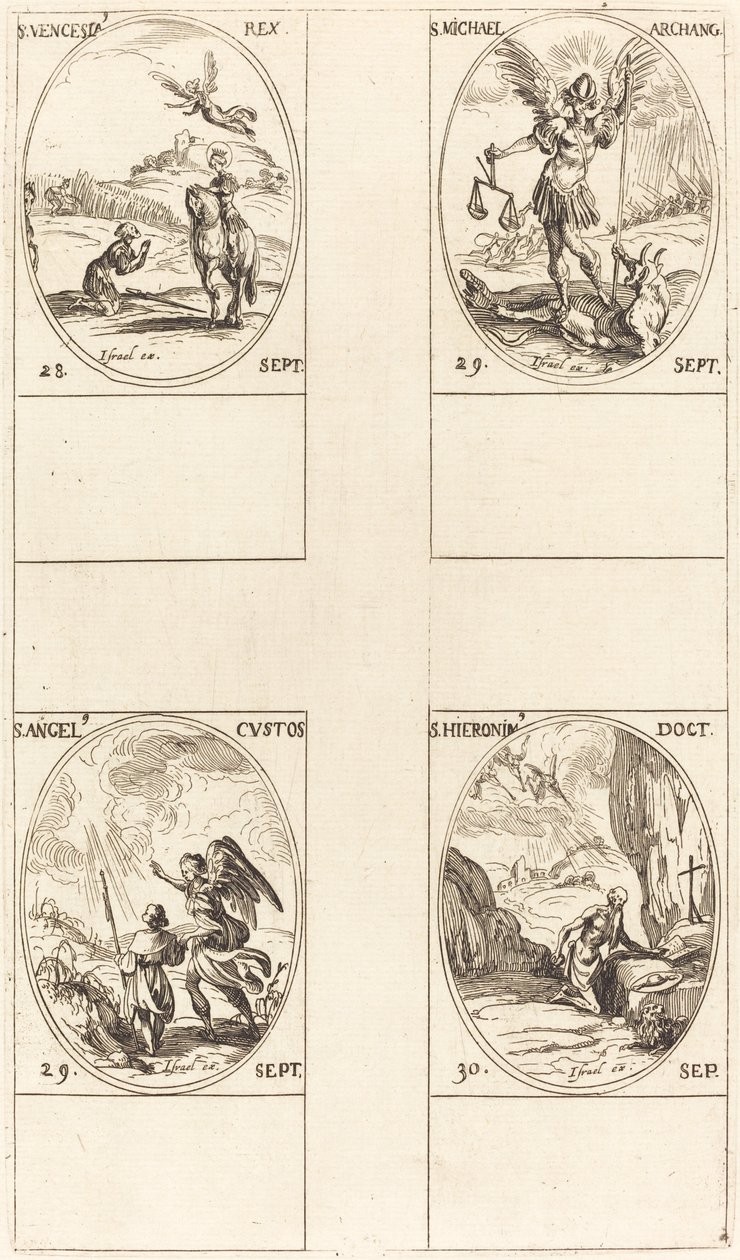 St. Wenceslas; St. Michael, Aartsengel; De Beschermengel; St. Jerome door Jacques Callot