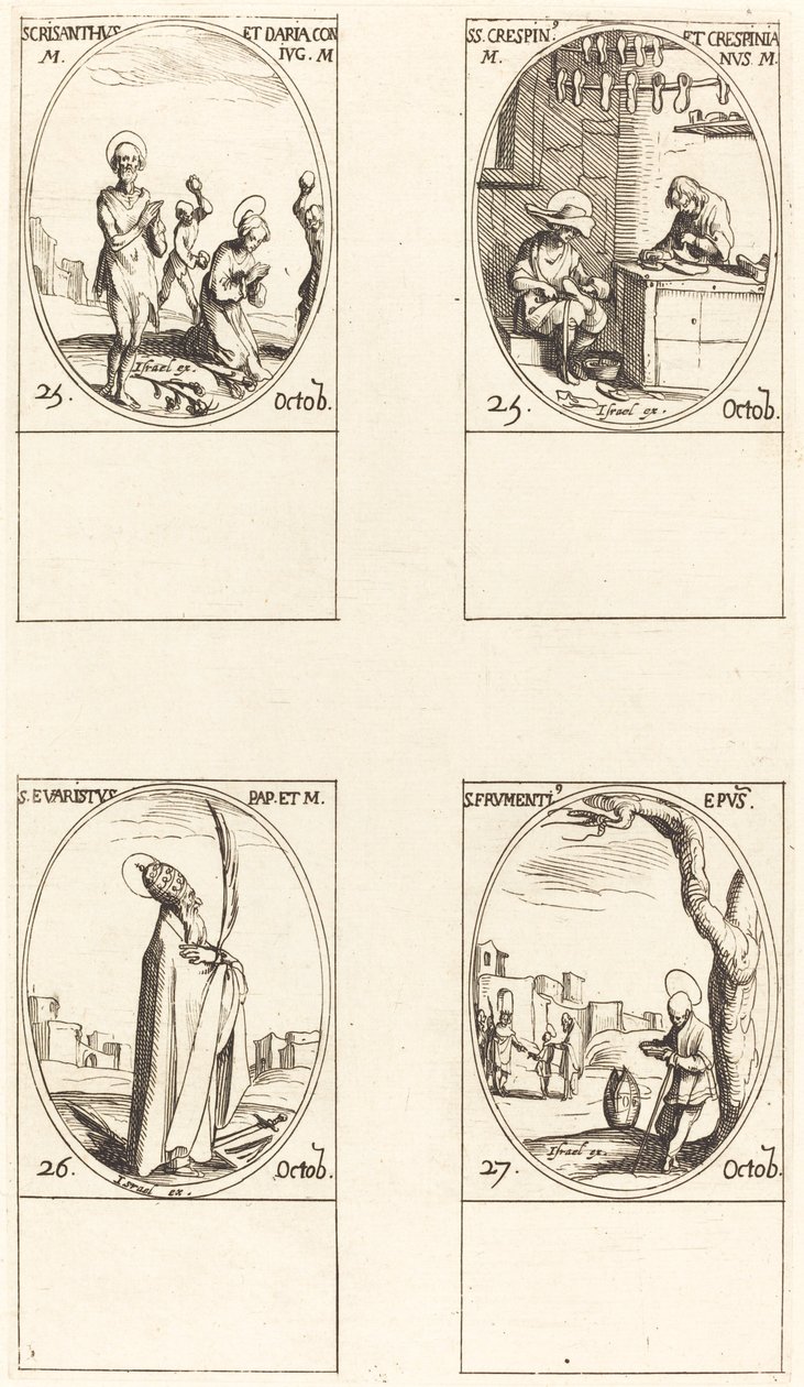 Sts. Chrysanthus & Daria, Sts. Crispin & Crispinian, St. Evaristus, St. Frumentius door Jacques Callot