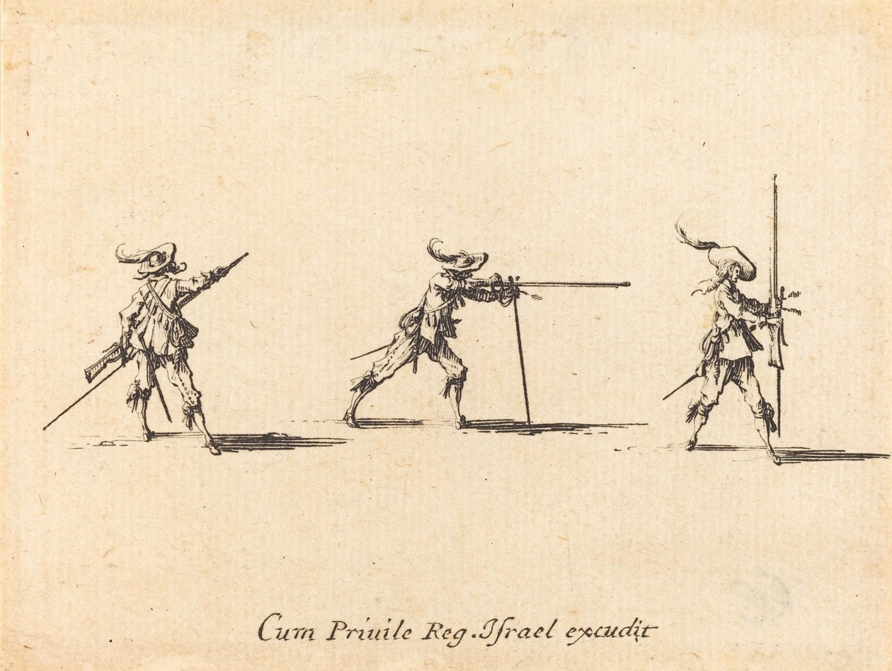Het Innemen van de Schietpositie met het Musket door Jacques Callot