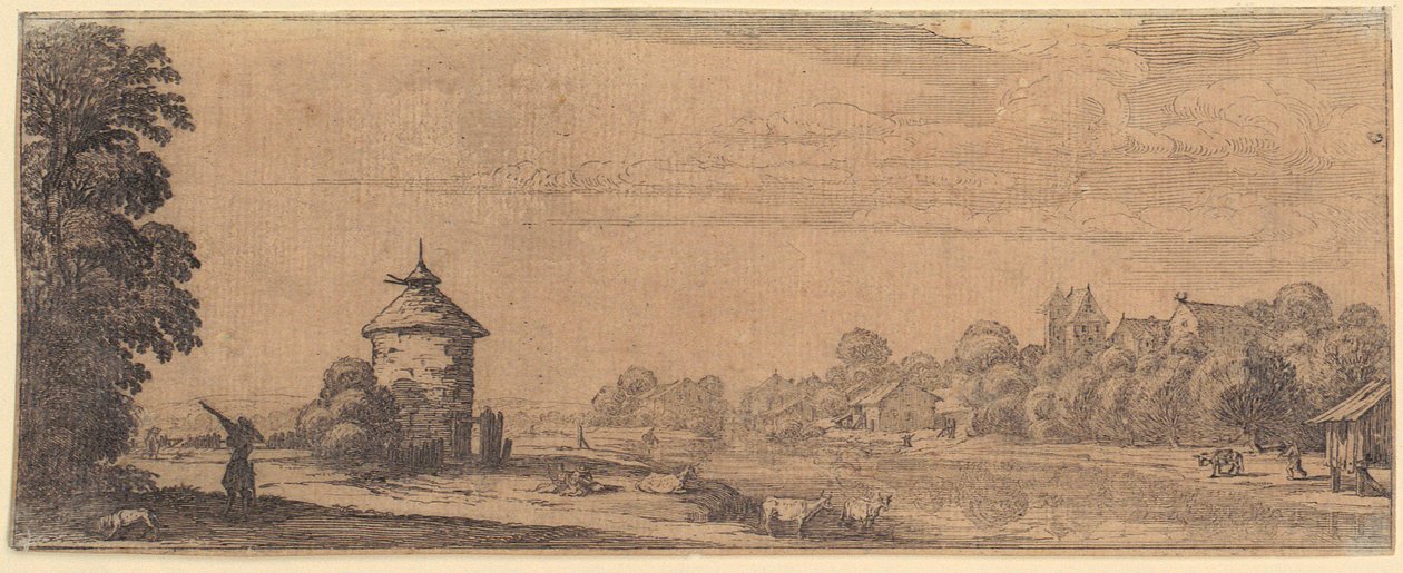 Duiventil, blad 2 uit de serie „De vier landschappen“ door Jacques Callot