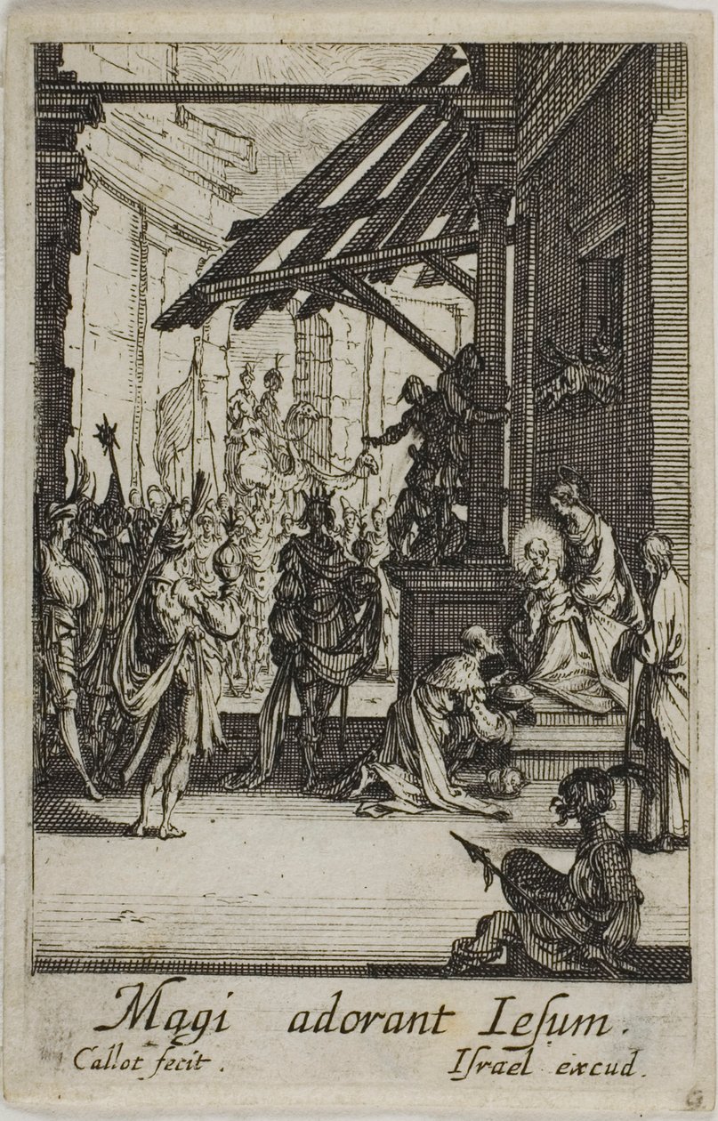 De aanbidding van de Wijzen, uit Het leven van de Maagd door Jacques Callot