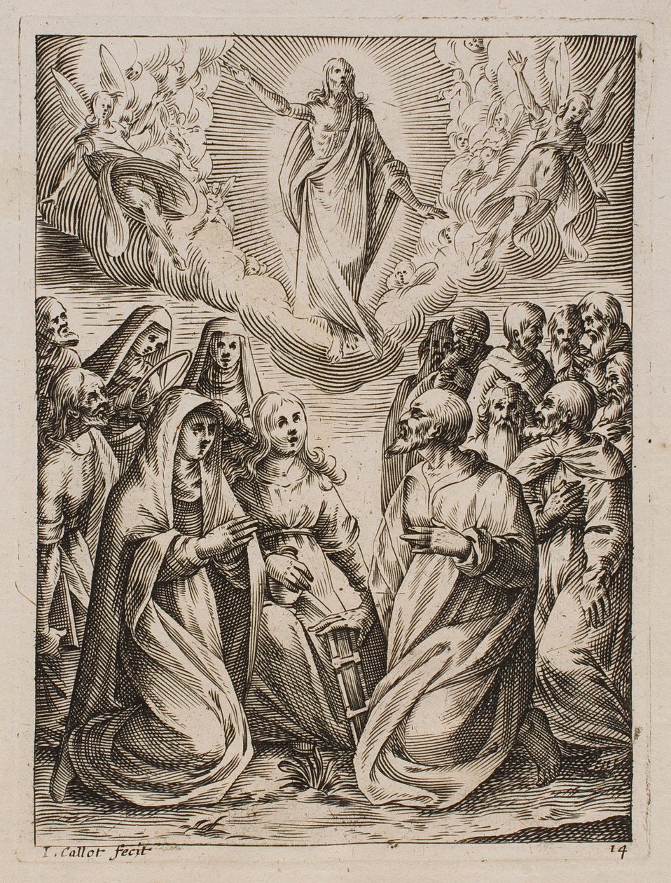 De hemelvaart van Jezus, uit de serie “Afbeeldingen van Rome” door Jacques Callot