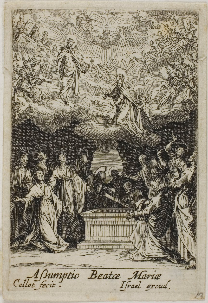 De tenhemelopneming van de Maagd, uit het leven van de Maagd door Jacques Callot