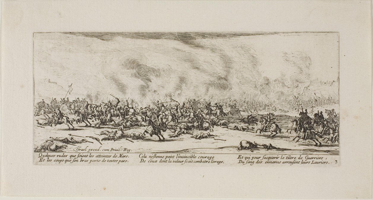 De slag, plaat drie uit De ellende van de oorlog door Jacques Callot