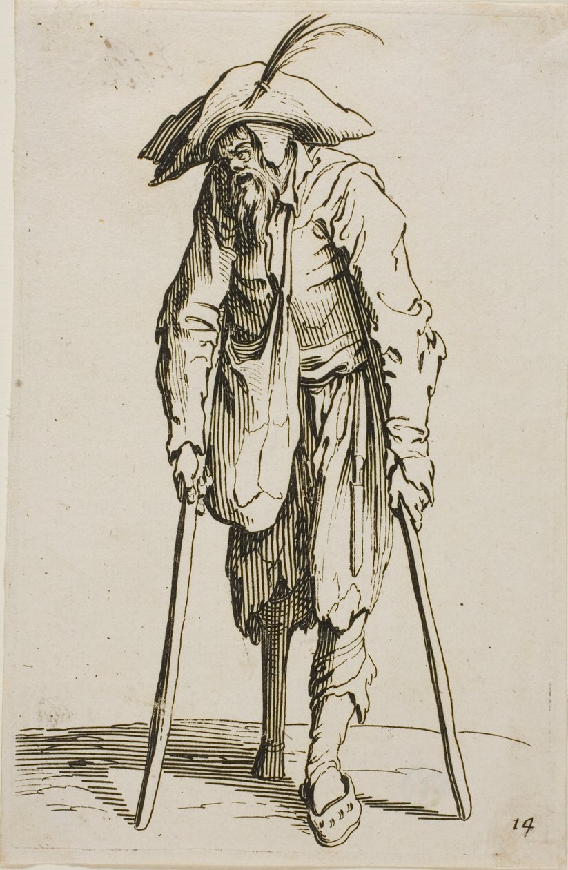 De Bedelaar met het Houten Been, plaat veertien uit De Bedelaars door Jacques Callot