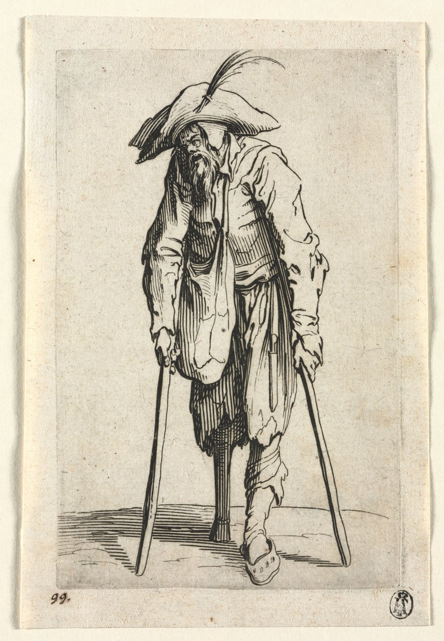 De Bedelaars: Bedelaar met Houten Been, c. 1623 door Jacques Callot