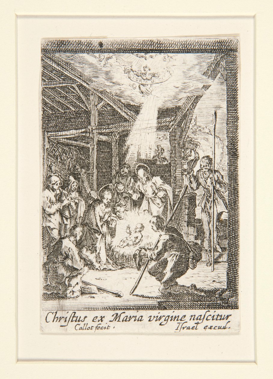 De geboorte van Christus, nr. 7 uit Het leven van de Maagd door Jacques Callot