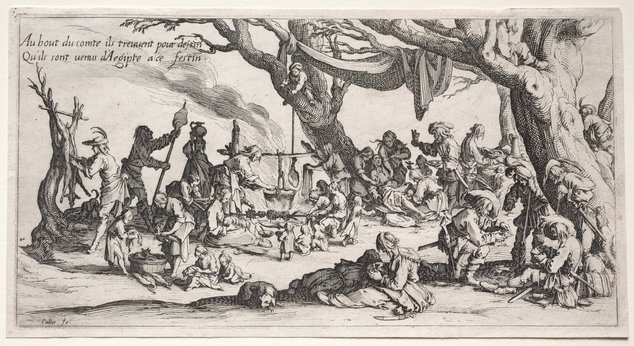 De Bohemiens: De stopplaats: Het feest van de Bohemiens door Jacques Callot