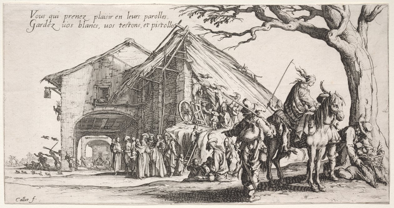 De Bohemiens: De Stopplaats: De Waarzegster, ca. 1621-1625 door Jacques Callot