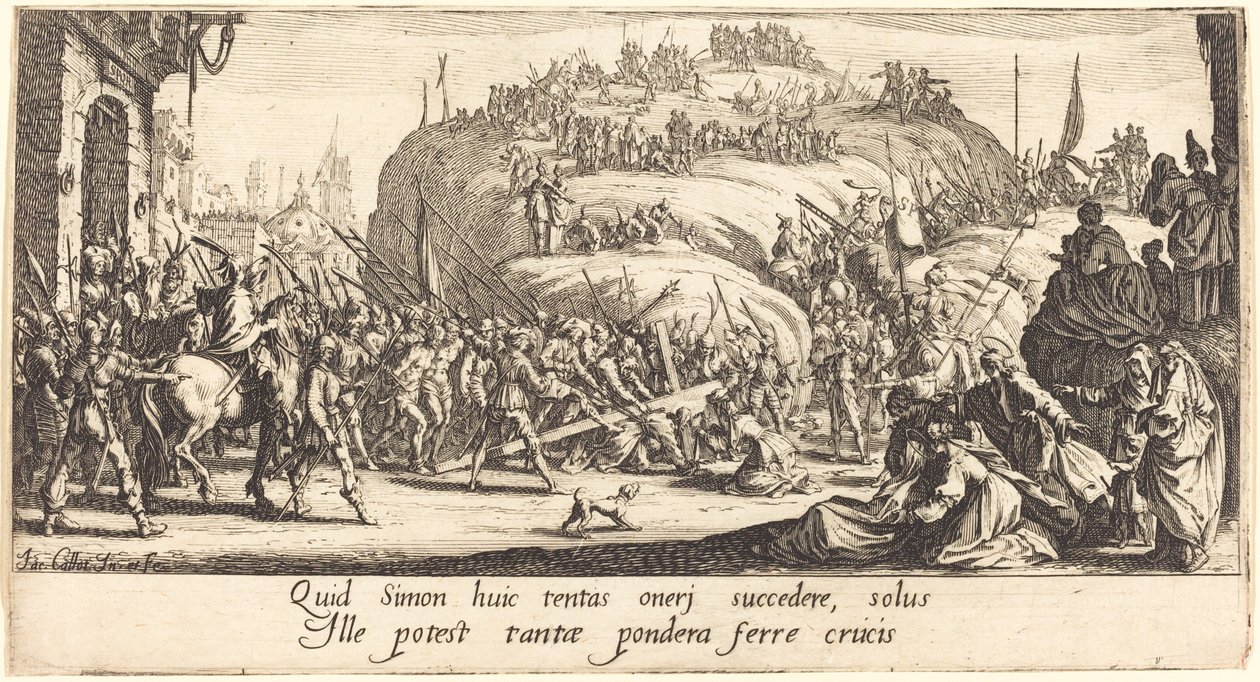 Het dragen van het kruis door Jacques Callot