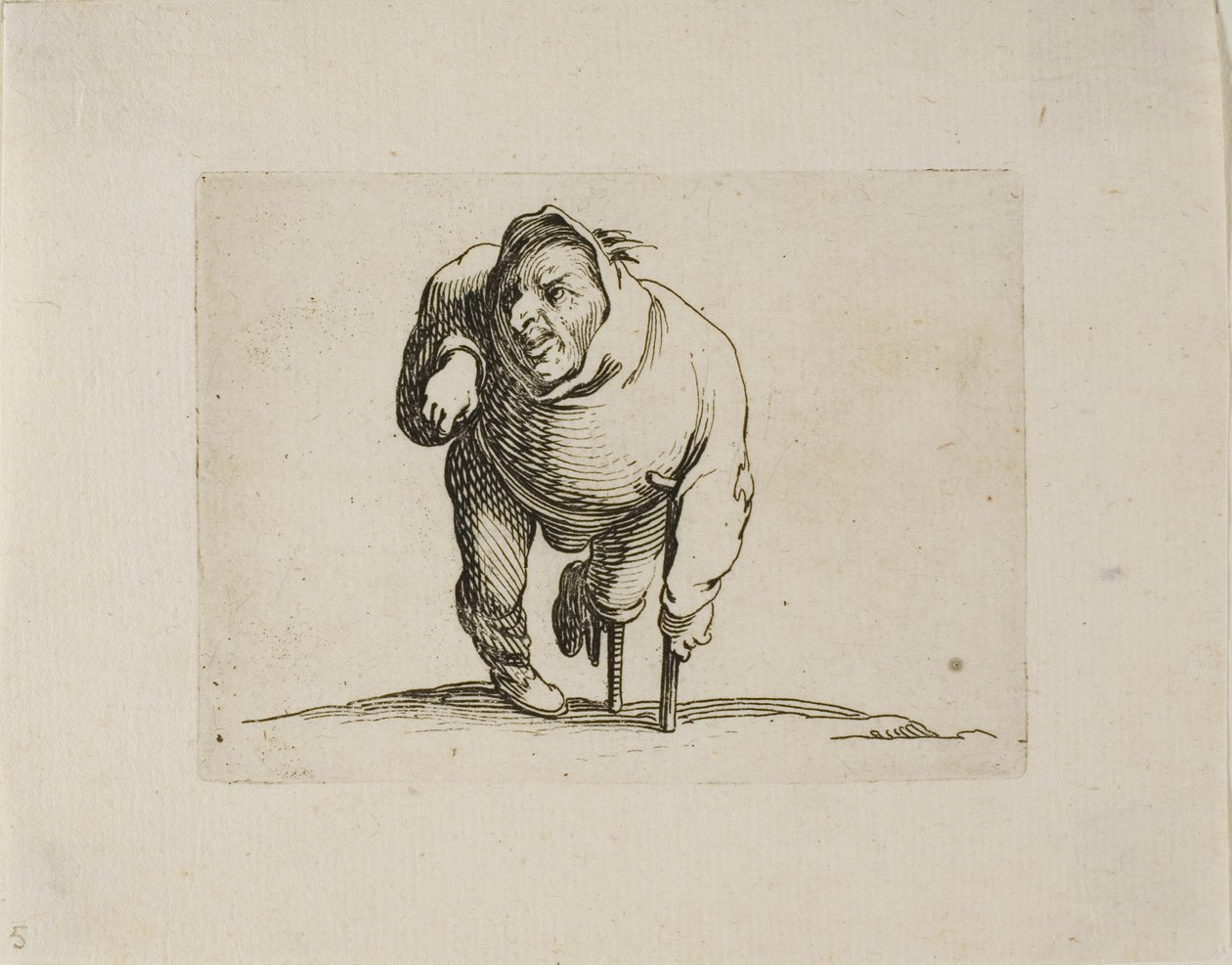De Kreupele met een Kruk en een Houten Been, uit Varie Figure Gobbi door Jacques Callot
