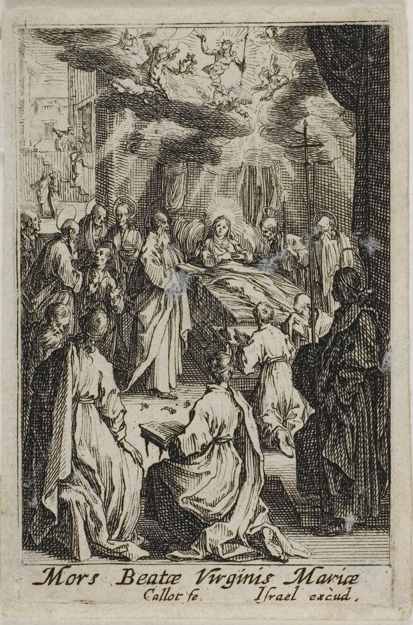 De dood van de Maagd Maria, uit Het leven van de Maagd door Jacques Callot