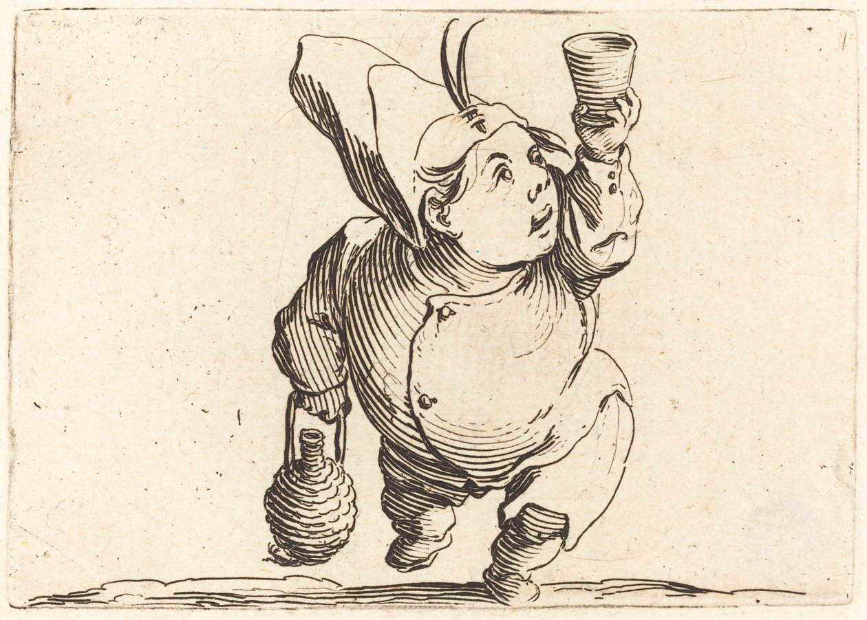 De drinker, vooraanzicht, ca. 1622 door Jacques Callot