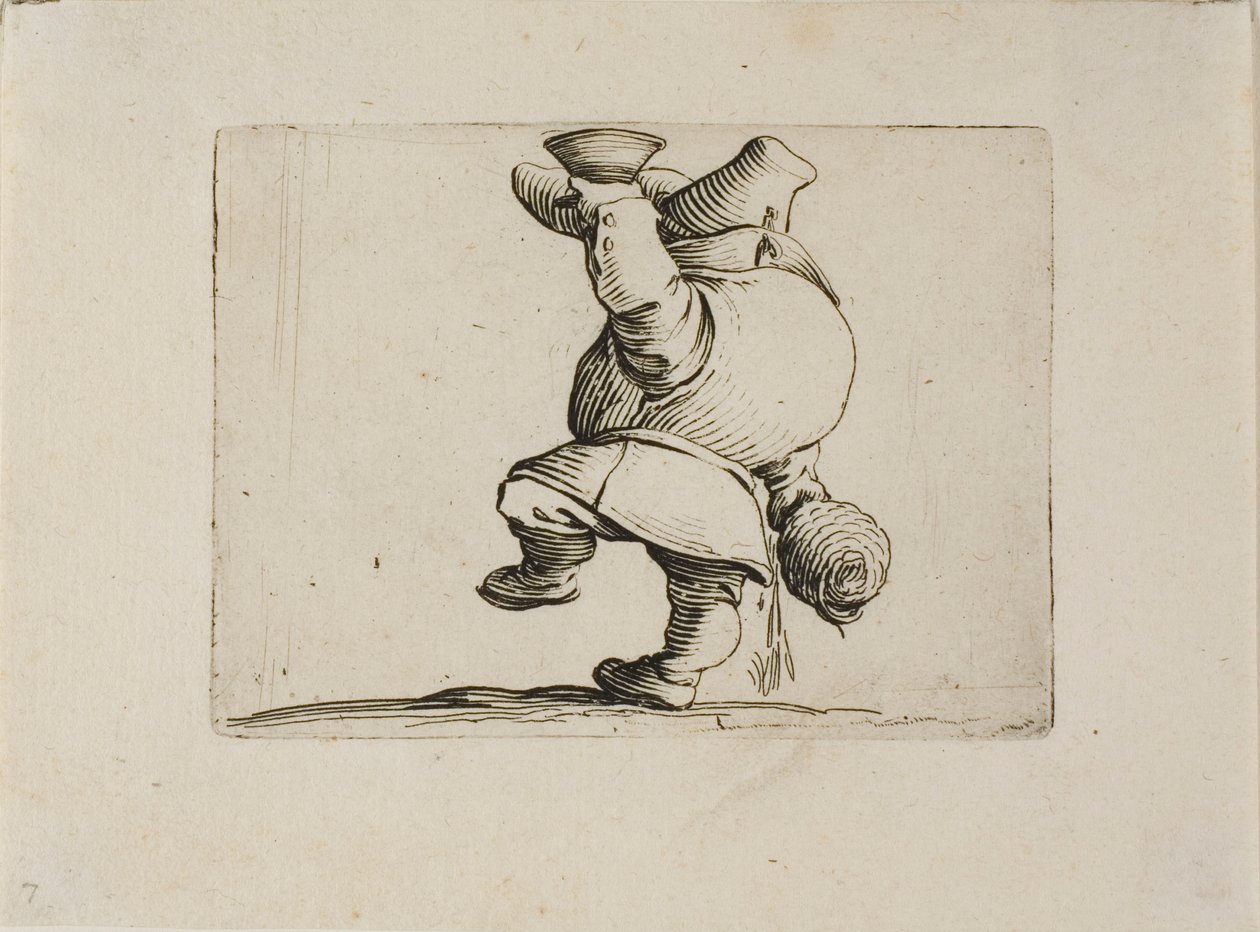 De Drinker van Achteren Gezien, uit Varie Figure Gobbi door Jacques Callot