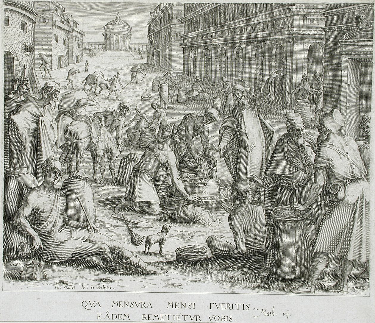 De graanweegschalen door Jacques Callot
