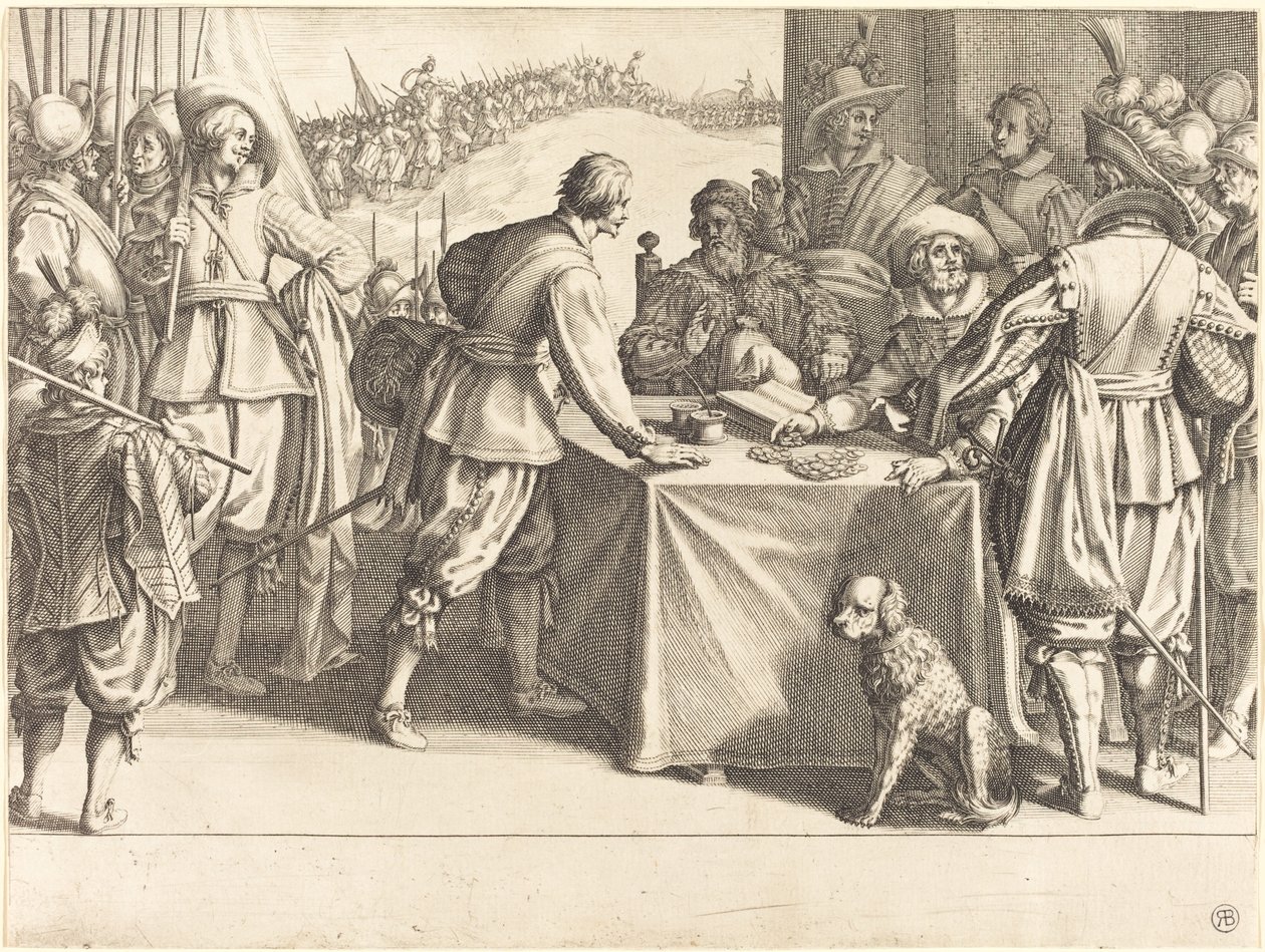 Het inhuren van de troepen door Jacques Callot